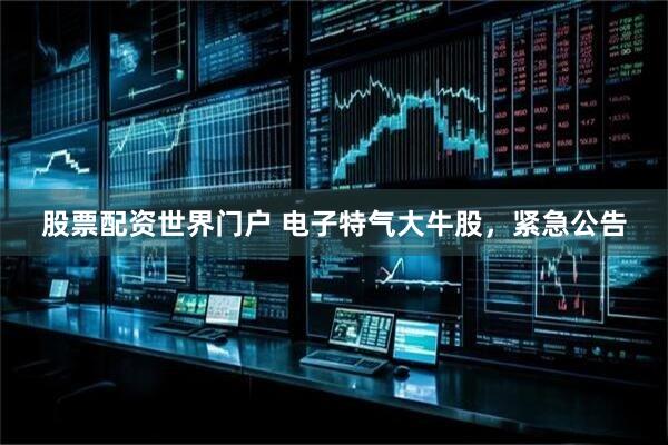 股票配资世界门户 电子特气大牛股，紧急公告